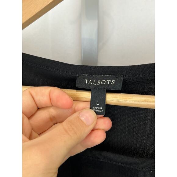 TALBOTS Keyhole Top 3/4 Sleeve Pullover Stretch Jersey Black Size L - Picture 6 of 7